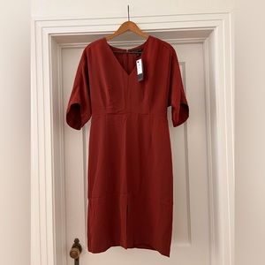 BANANA REPUBLIC FACTORY - KNEE-LENGTH SHEATH DRESS burnt orange 6P